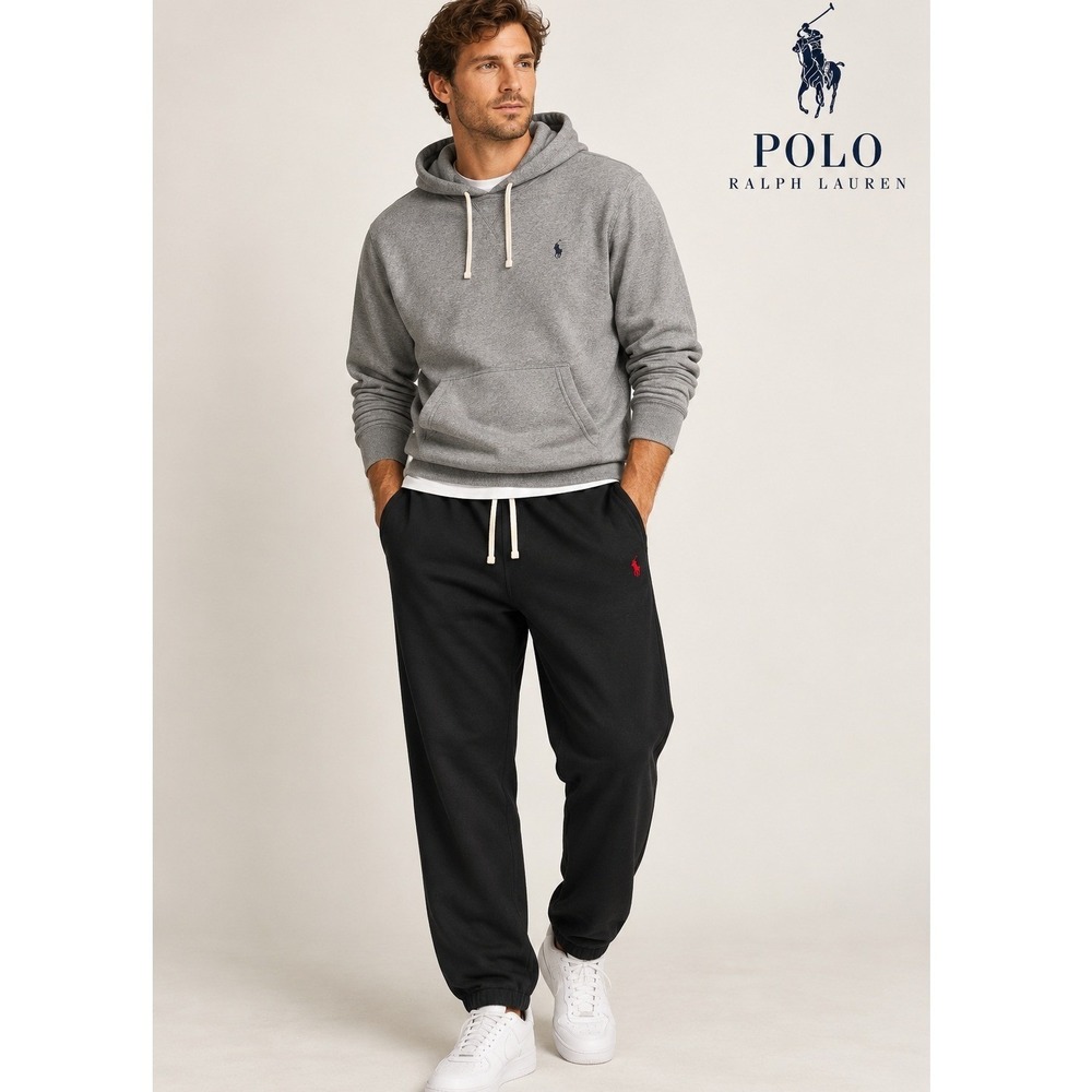 Polo Ralph Lauren 2XLT Big Tall Black Fleece Jogger Sweatpants Pony Logo